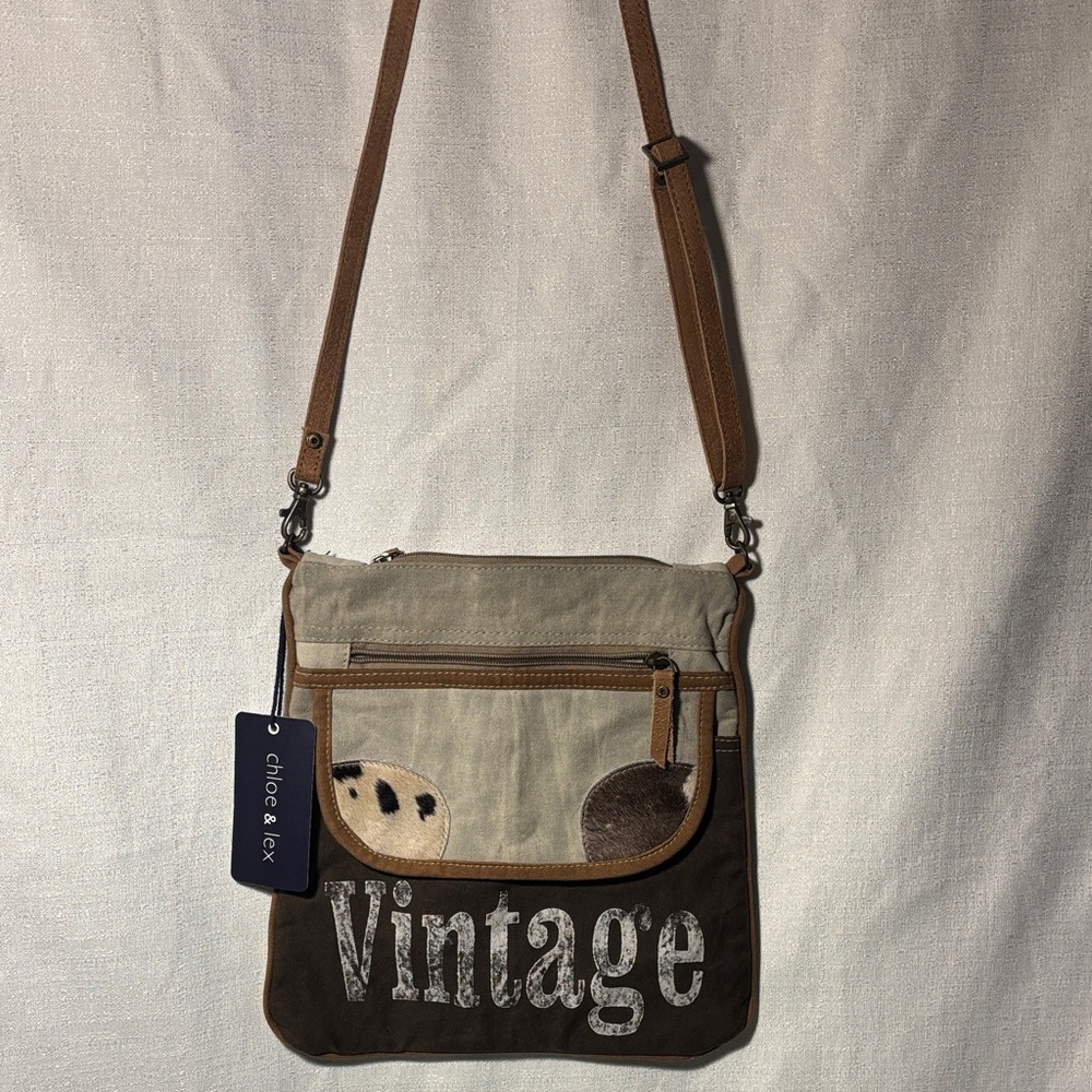 Chloe & Lex “Vintage” Brown and Tan Messenger Bag NWT